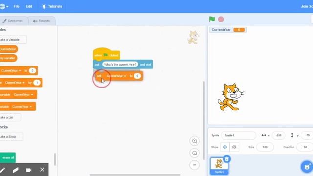 How to get user input to a variable in Scratch | Easy Programming