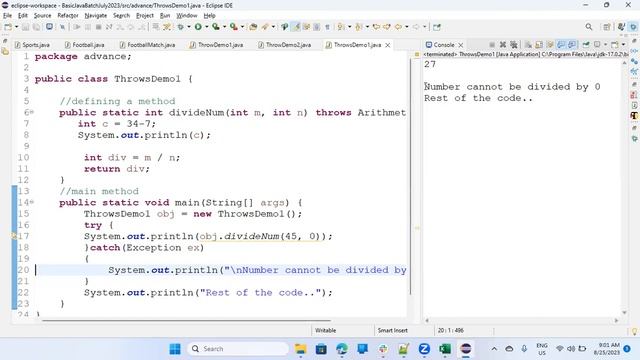 Session_52 Throws in JAVA exception handling смотреть онлайн