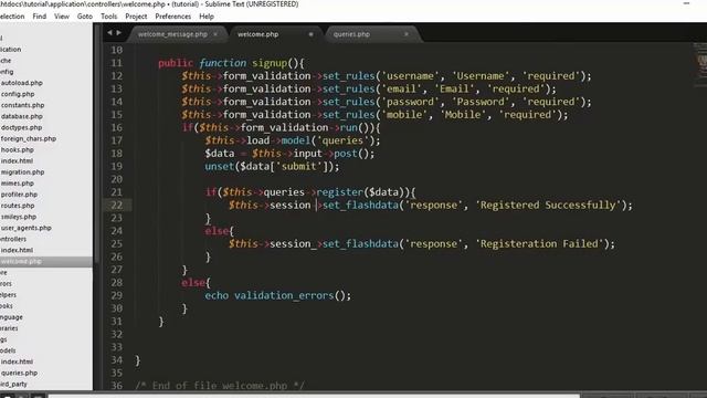 PHP Codeigniter Registration/Login/CRUD/Blogging Application with Foundation Framework Part-1