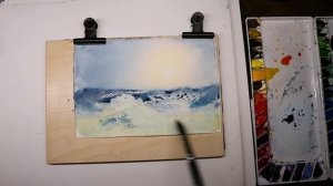 Как нарисовать волны акварелью.