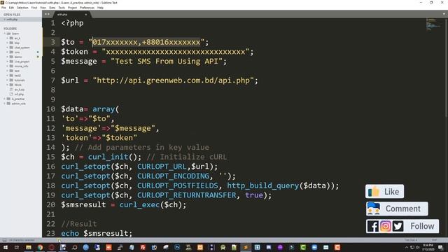 035. PHP Bangla Send SMS To Mobile Using API With PHP Localhost |⚡Advanced PHP Tutorial⚡|Nirob Hasa