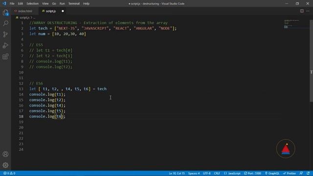 Array Destructuring | Vanilla JavaScript Series | ES6 | Online Software Development Course