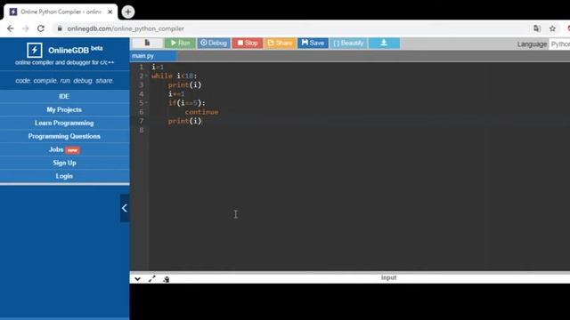Python while primitive loop command смотреть онлайн