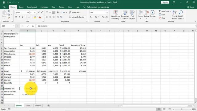 Lecture 11 - Excel - Formatting Numbers and Dates