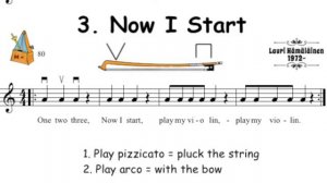 3  Now I Start to play violin! Let's start to play the violin with pizzicato and arco.