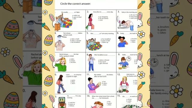 Daily routine worksheets for kids