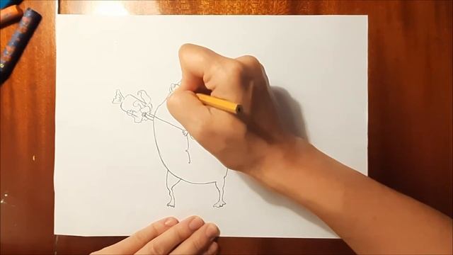 Рисуем прикольную собачку- мопса карандашами