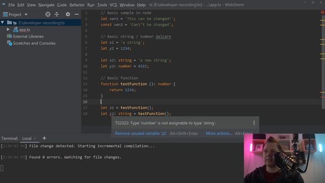 Learn TypeScript - Basic type and variable declarations in TypeScript - TypeScript tutorial