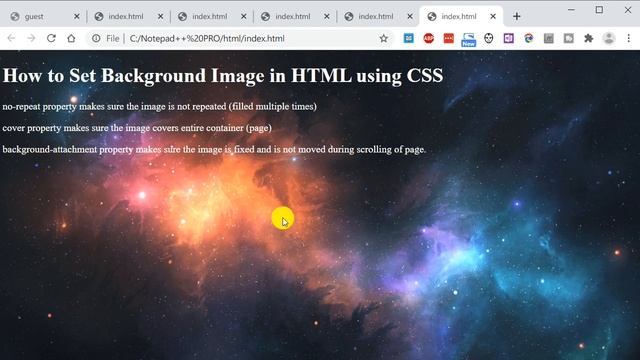 HOW TO ADD BACKGROUND IMAGE IN HTML USING CSS IN NOTEPAD++ (Full Screen) смотреть онлайн