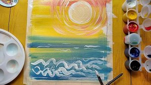 Море и Дельфины. Урок рисования для детей и взрослых гуашью