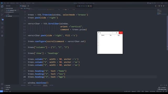 How To Create Treeview Scrollbar With Python Tkinter