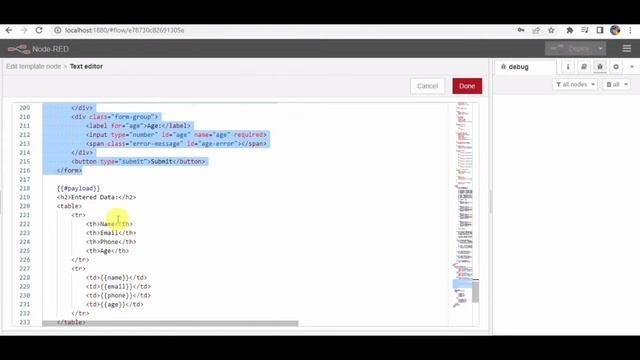 Design And  Validate The HTML Form | NodeRed UI design