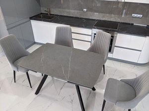 Раздвижной стол из керамогранита – цвет «Бетон»