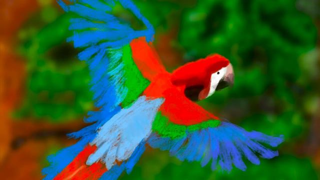 Digital Painting “Tropical Animals #1: The Gliding Parrot” - by Frank Delgado