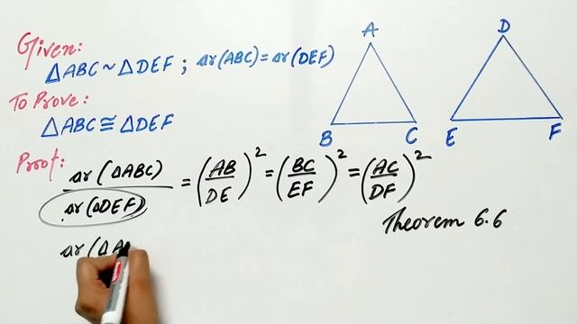 If the areas of two similar triangles are equal, prove that they are congruent смотреть онлайн