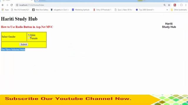 How to Use Radio Button in Asp.Net MVC | Hindi | Pass Data View to Controller | Free Online Classes