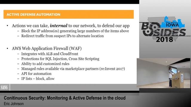 BSides Iowa 2018: "Continuous Security: Monitoring & Active Defense in the Cloud"