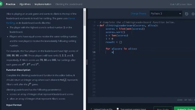 29 - Climbing the Leaderboard | Hackerrank Solution | Problem Solving | Python