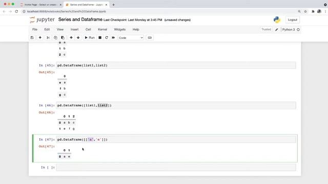 PYTHON SERIES and DATAFRAMES in PANDAS basics using LISTS and DICTIONARIES tutorial