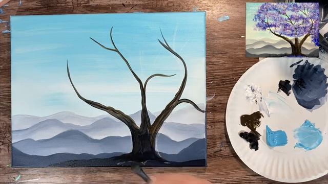 How to paint a Jacaranda Tree Easy Full Tutorial смотреть онлайн