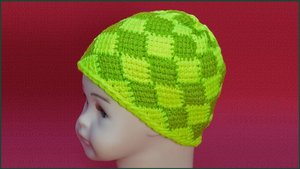 Шапочка энтерлак тунисским крючком. Шапка крючком.