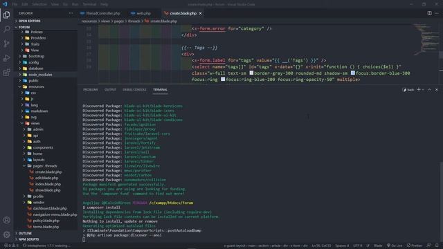 Create a forum with Laravel 8 | HTMLpurifier install and create store route | Part 26