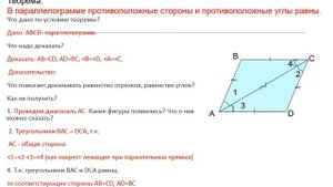 8 класс  геометрия для обучающихся  с ОВЗ свойство противолежащих сторон и углов параллелограмма