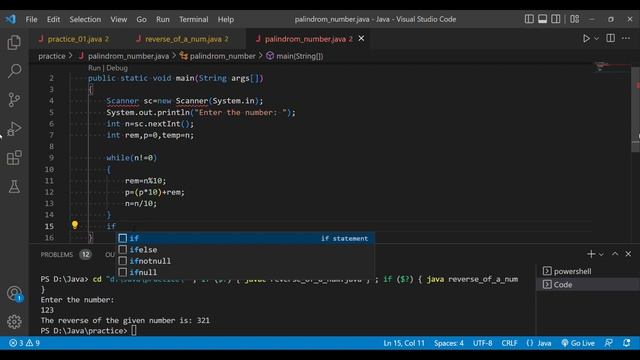 Java program to check the number is palindrome or not|Engineering coding wala