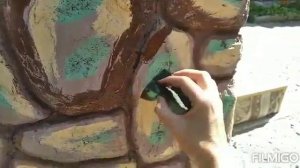Покраска фундамента под камень.