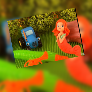 Синий трактор на рыбалке