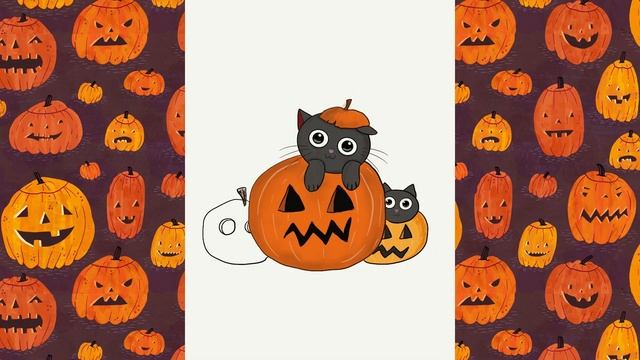 Как быстро и просто нарисовать чёрного котика с тыквами на Хэллоуин смотреть онлайн