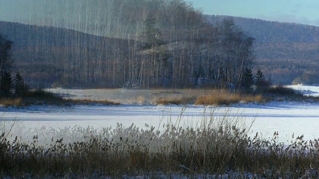 Аргазинское водохранилище зимой.