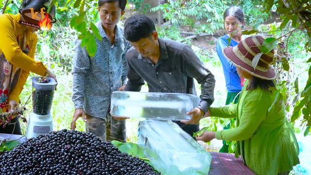 Wow! Making Healthy Smoothie Java Plum Dors Kror Bey Fruit Recipe - Natural Tasty Drink at Village