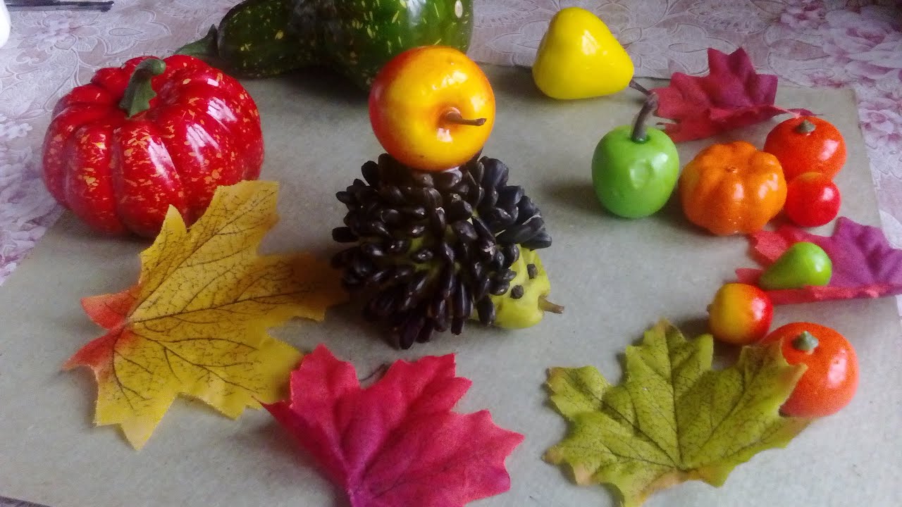 Осенняя поделка из природных материалов в школу, садик "Ежик осенью..."