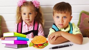 Back to school, Bad baby learn colors with Real food vs candy food, nursery rhymes for kids songs
