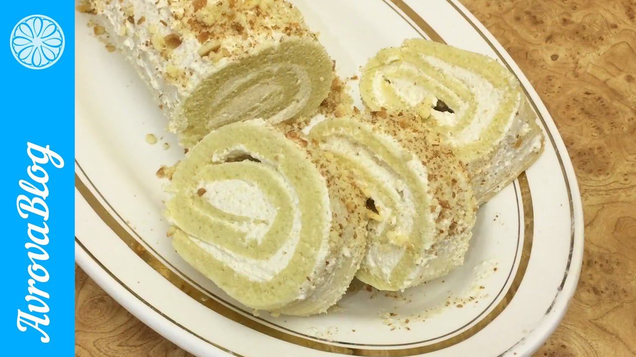 Бисквитный рулет со сливочно-молочным кремом / Sponge roll with butter cream