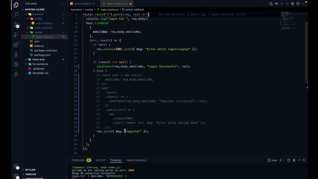 Nodejs - Working on the Register endpoint || Backend Part|| MongoDB || Myntra clone #19