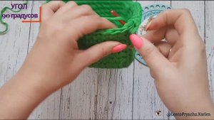 Вяжем прямой угол крючком в корзинках из шнура и трикотажной пряжи