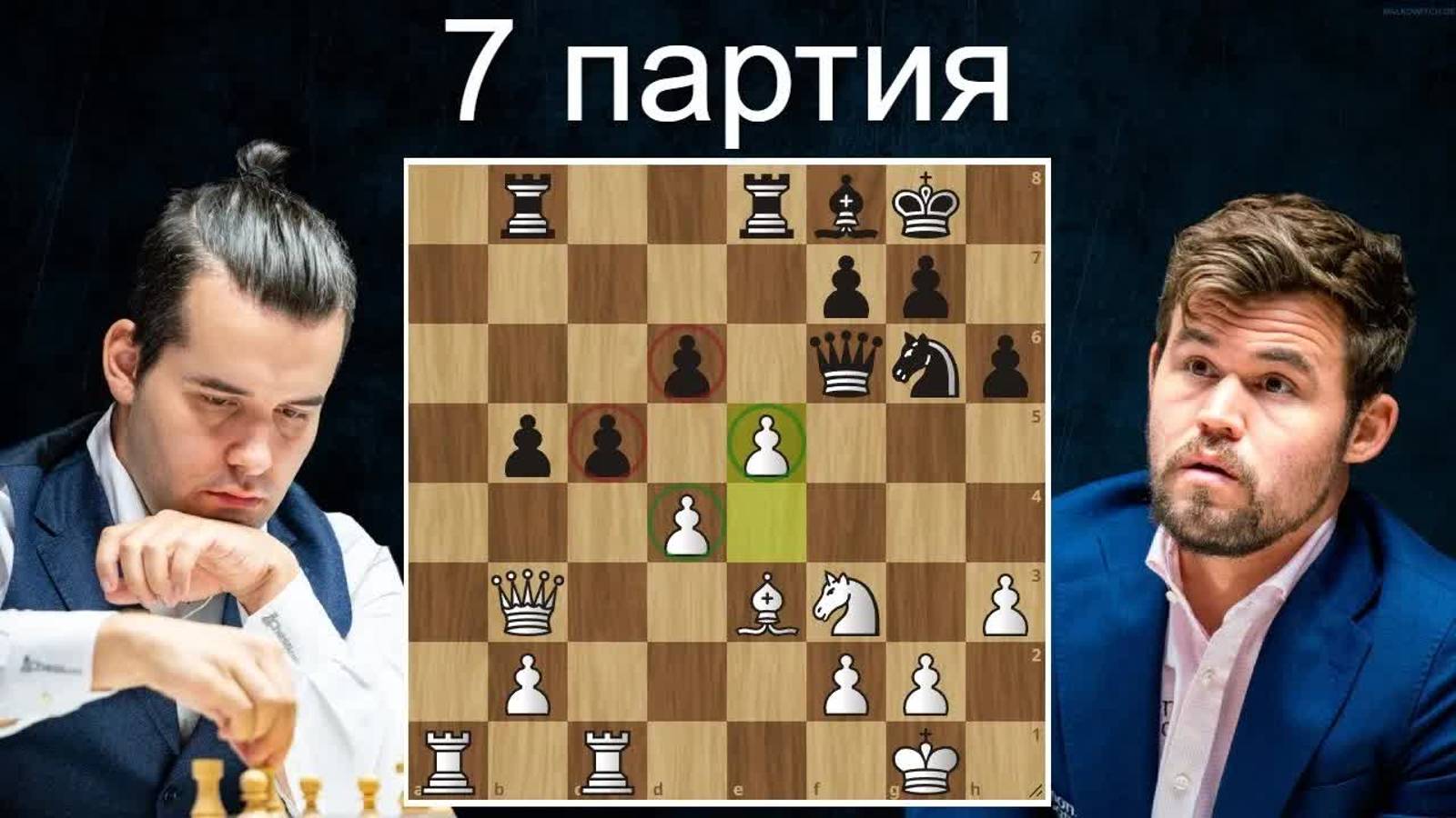 Ян Непомнящий-Магнус Карлсен 7 партия Матч на первенство мира. Дубай 2021. Шахматы.
