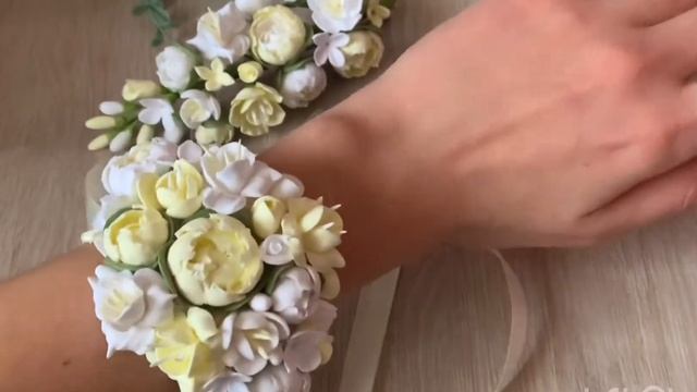 Свадебный комплект украшений с цветами из полимерной глины смотреть онлайн