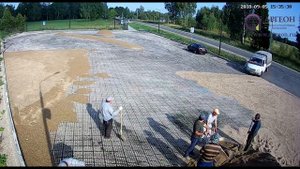 Экопарковка в Абрамцево. Подсыпка гравия. Газонная решетка ECORASTER E50