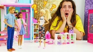 Распродажа одежды у Барби. Куклы Барби в шоу для девочек Я не хочу в школу. Играем в куклы