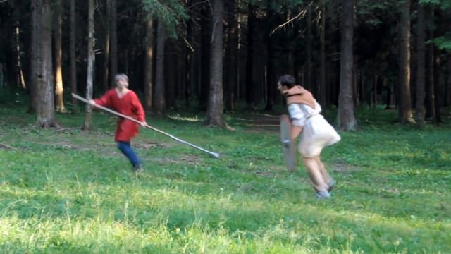 Копьё vs щит- меч тренировка