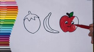 Drawing and painting delicious fruits/How to draw delicious fruits/Как рисовать и раскрасить фрукты