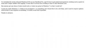 Apple: Windows 8 Pro on MacBook Pro 15" early 2011. Multitouch and reversed scroll?