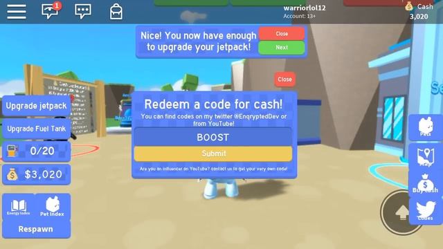 All Roblox Jetpack Simulator Codes смотреть онлайн