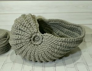 Вязание крючком: НАУТИЛУС - вязаная ракушка из трикотажной пряжи. Первая часть