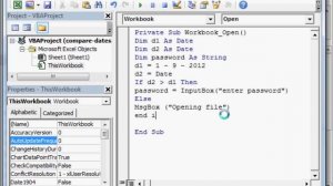 Compare dates & password protect Excel workbook - VBA Excel