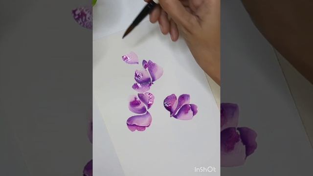 Sweet peas one stroke flowers. Easy watercolor painting for beginners. #shorts #short