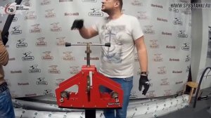 Гибка профиля 50х50 мм на ручном профилегибе, трубогибе